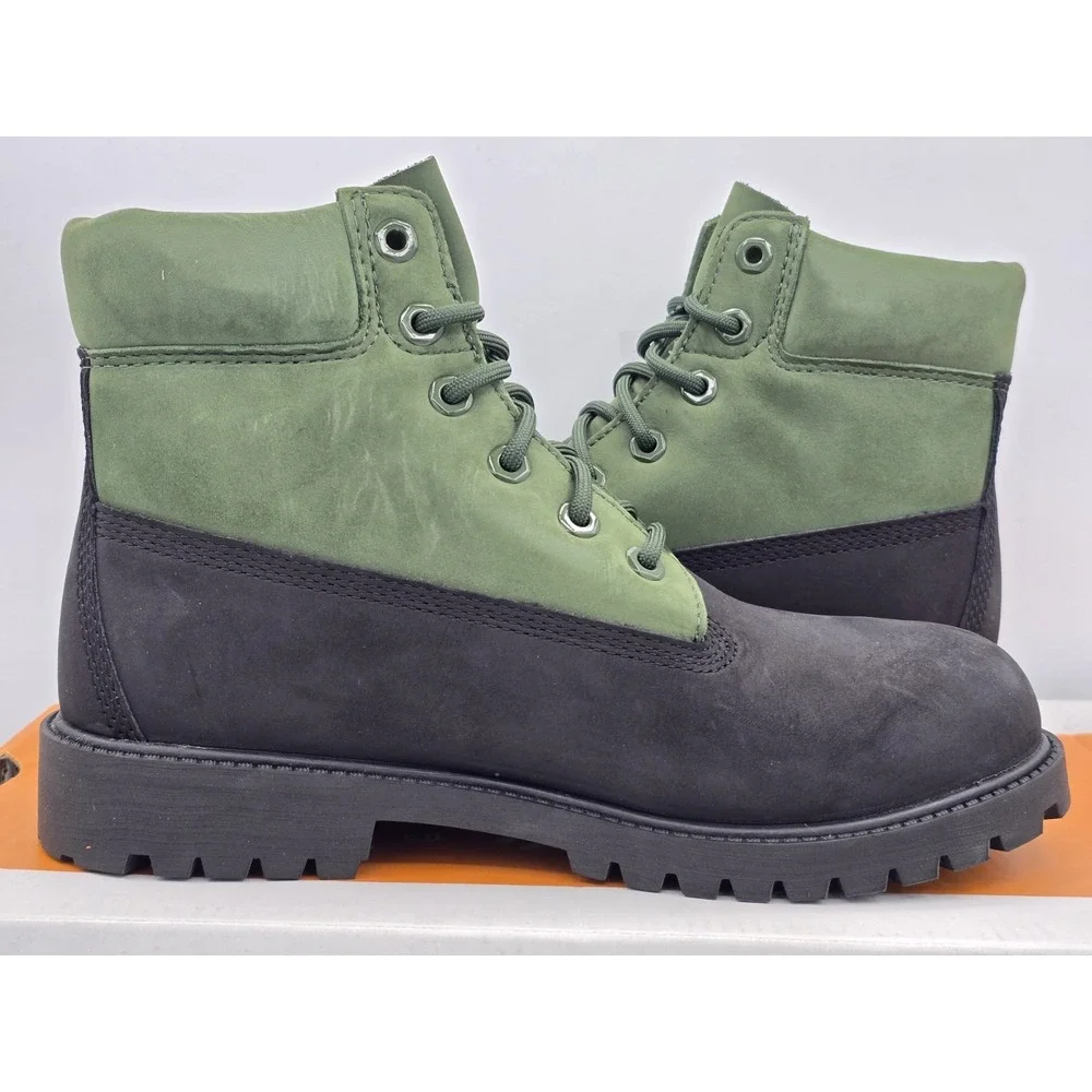 Timberland Boots 6 inch Premium Dark Green Nubuck Kids Youth Junior Sz 6.5 M New